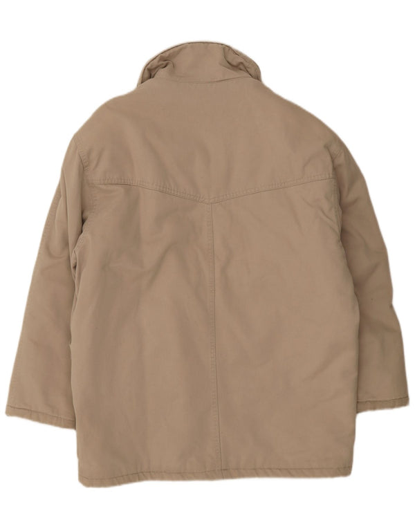 Vintage Herren-Parka mit Kapuze, UK 40, große beige Baumwolle