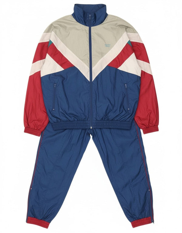 Vintage Mens Oversized Full Tracksuit Medium Navy Blue Colourblock