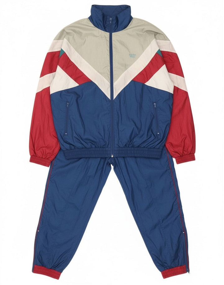 Vintage Herren-Trainingsanzug in Übergröße, mittelgroß, Marineblau, Farbblock