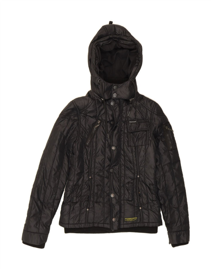 KHUJO Womens Hooded Padded Jacket UK 10 Small Black Vintage KHUJO and Second-Hand KHUJO from Messina Hembry 