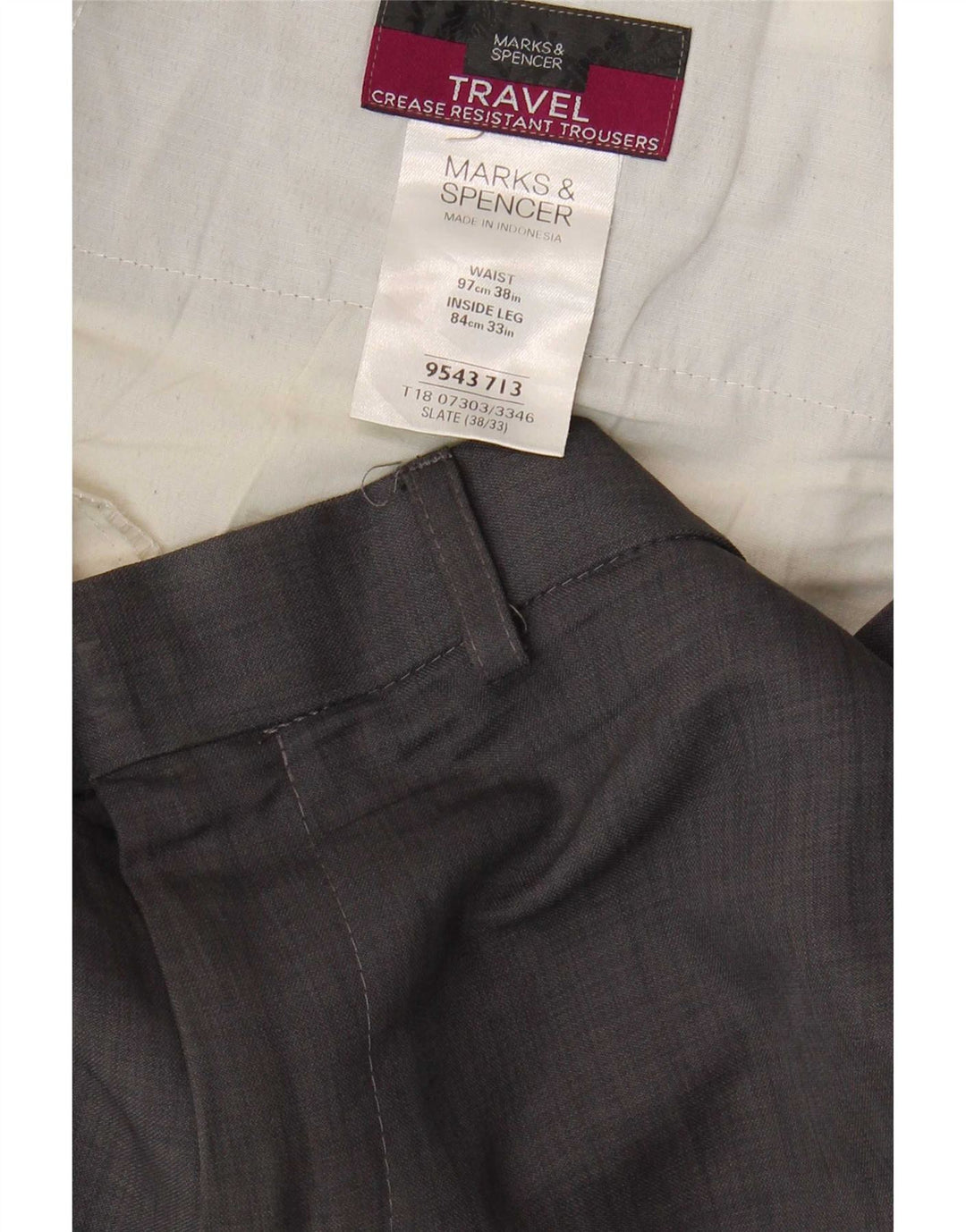 Gerade Herren-Chinohose von Marks & Spencer, W38, L33, grau, Polyester