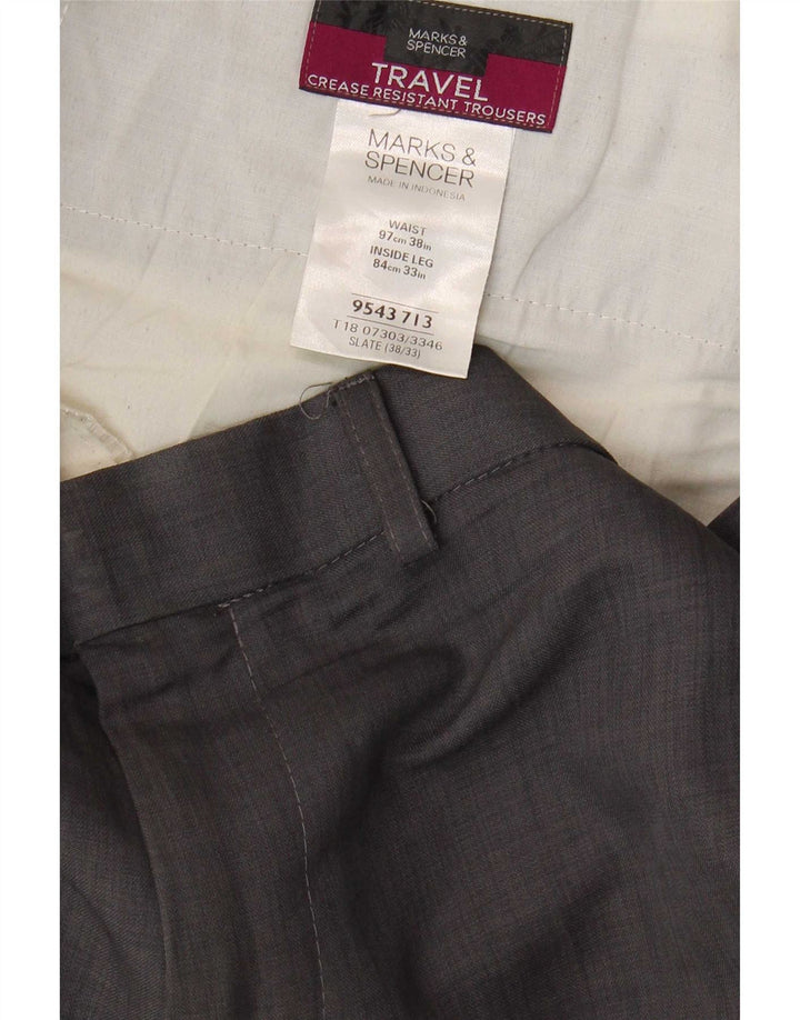 Gerade Herren-Chinohose von Marks & Spencer, W38, L33, grau, Polyester