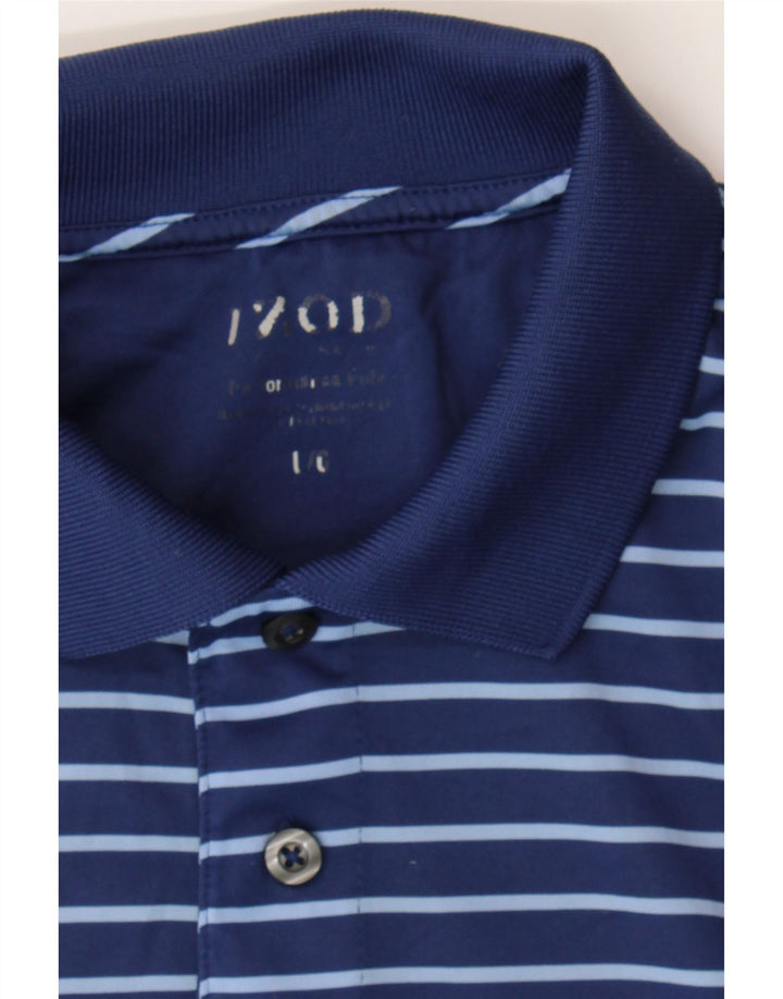 IZOD Mens Polo Shirt Large Navy Blue Pinstripe Vintage Izod and Second-Hand Izod from Messina Hembry 