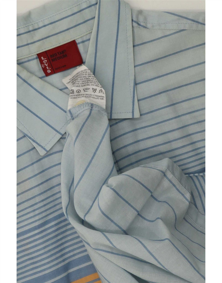 Levi's Herren-Kurzarmhemd aus mittelblauer, gestreifter Baumwolle