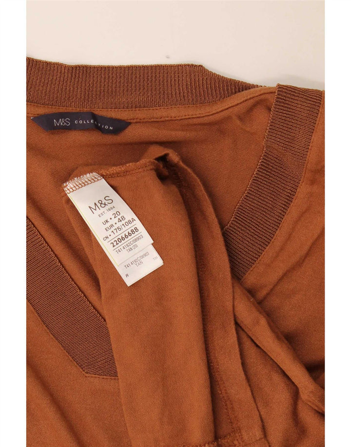 Marks & Spencer Damen Bluse Top UK 20 2XL Braune Viskose