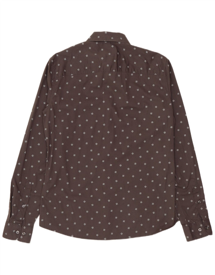 S.OLIVER Herren Slim Fit Hemd Mittelgrau gepunktete Baumwolle