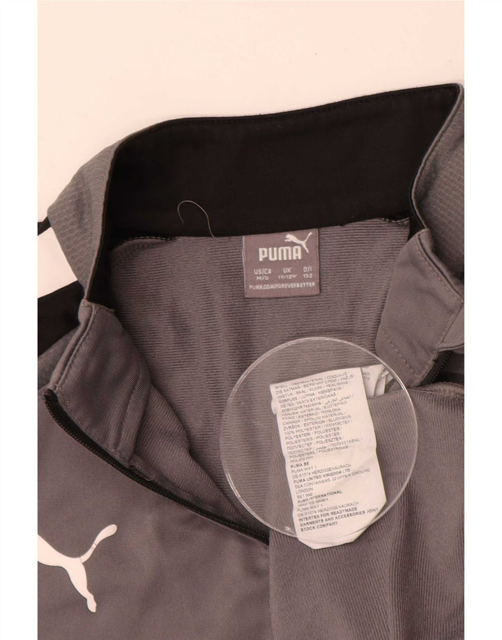 Puma Jungen-Trainingsanzug mit grafischem Pullover, 11–12 Jahre, graues Farbblockdesign