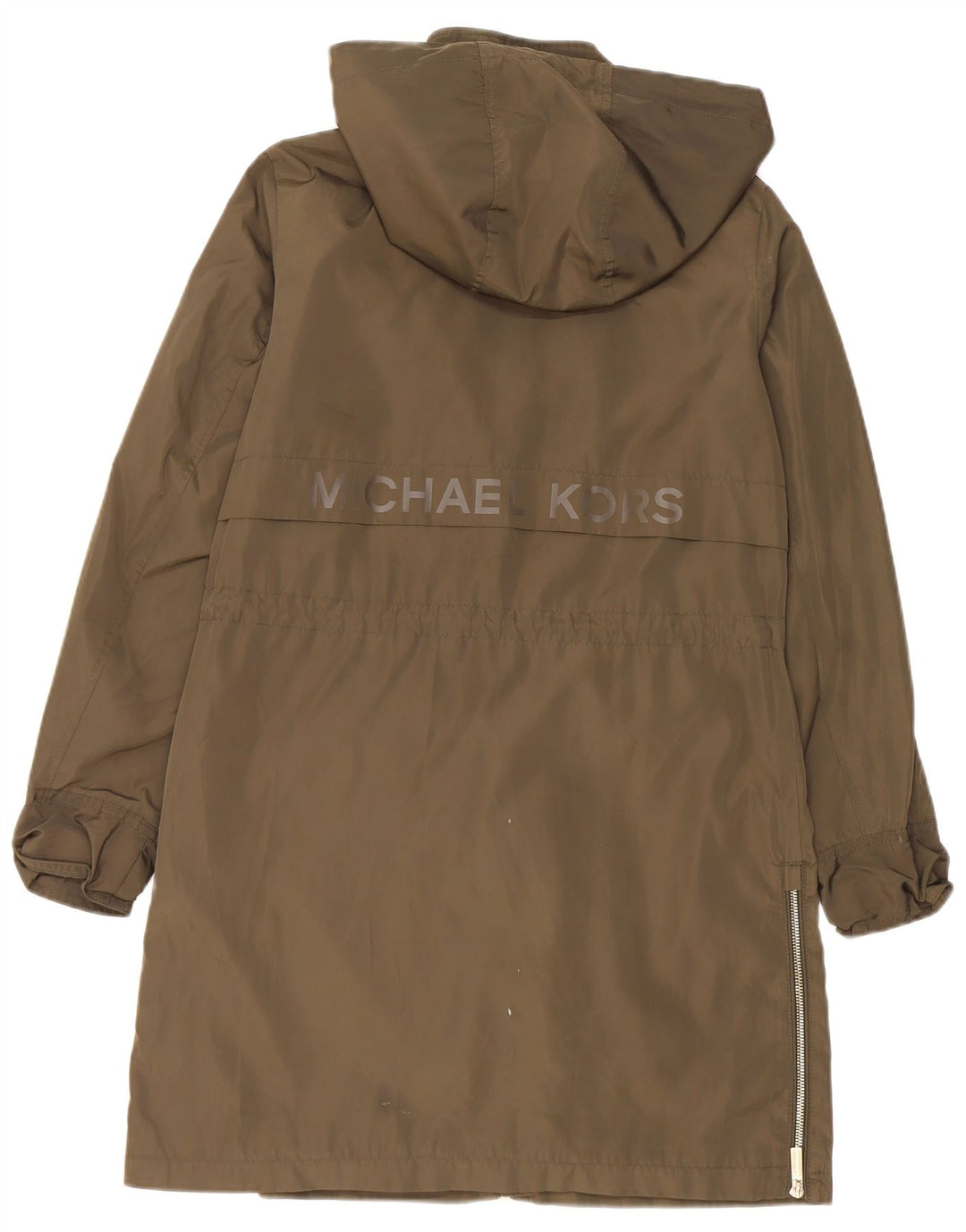 Michael Kors Damen Parka-Jacke in Übergröße mit grafischer Kapuze, Gr. 10, Khaki