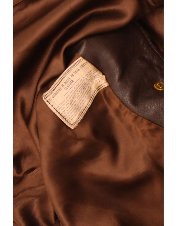 Vintage Damen Wildlederjacke UK 10 Kleines braunes Leder