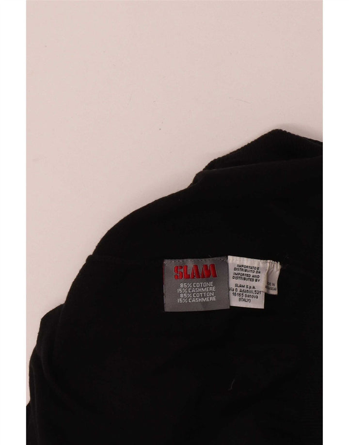 Slam Herren-Pullover mit Reißverschluss am Hals, groß, aus schwarzer Baumwolle