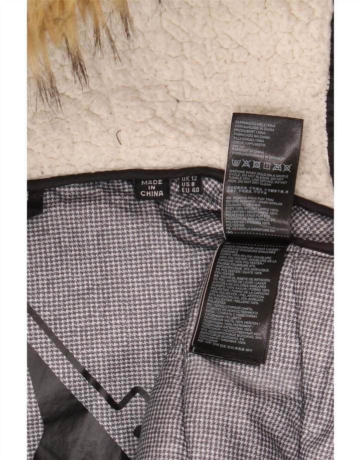 Superdry Wattierter Mantel mit Kapuze für Damen, UK 12, Mittelschwarzes Nylon
