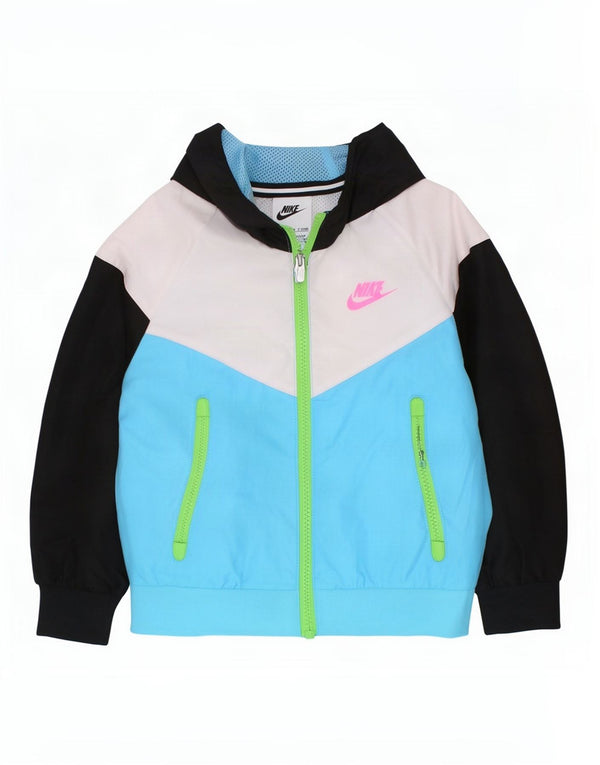 Nike Jungen-Trainingsanzug mit Kapuze, Oberteil, Jacke, 2–3 Jahre, blaues Farbblock-Polyester