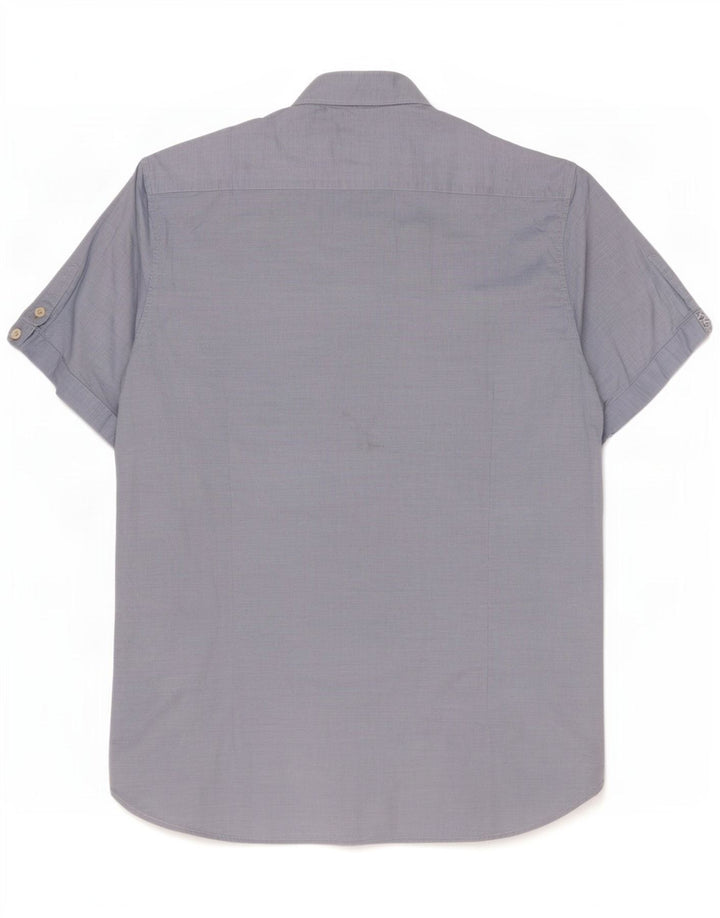 Ted Baker Herren-Kurzarmhemd, Größe 4, groß, blaue Baumwolle