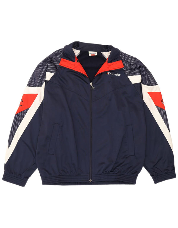 Champion Herren-Trainingsanzugoberteil mit Grafik, XL, Marineblau, Farbblock