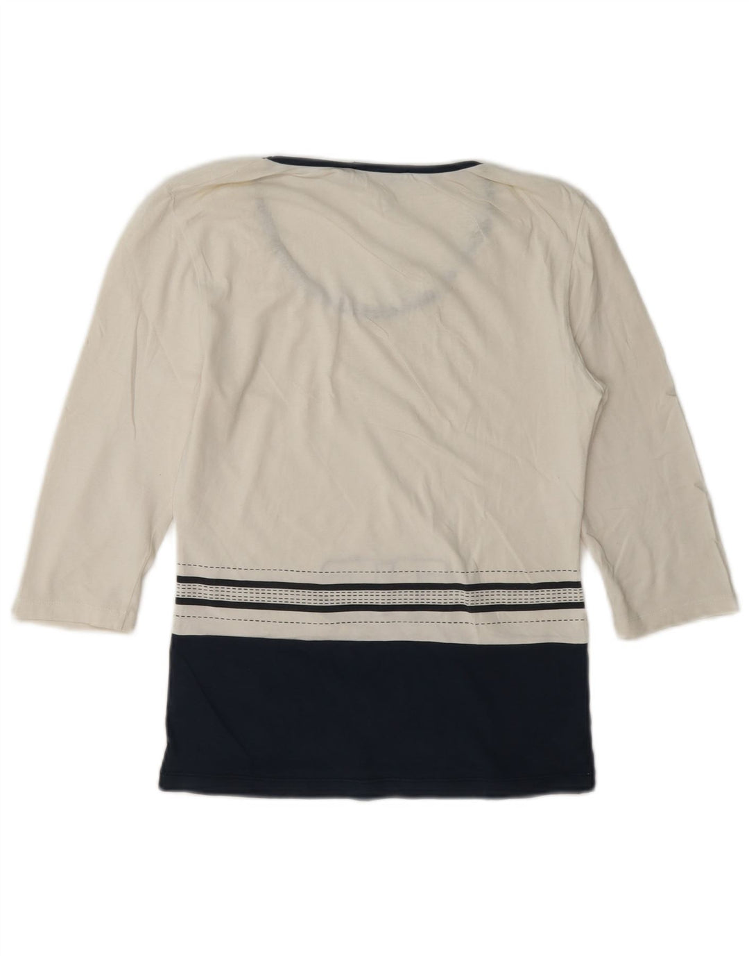 Roccobarocco Damen Grafik-Top mit 3/4-Ärmeln, IT 42, Mittelweiß, Farbblock
