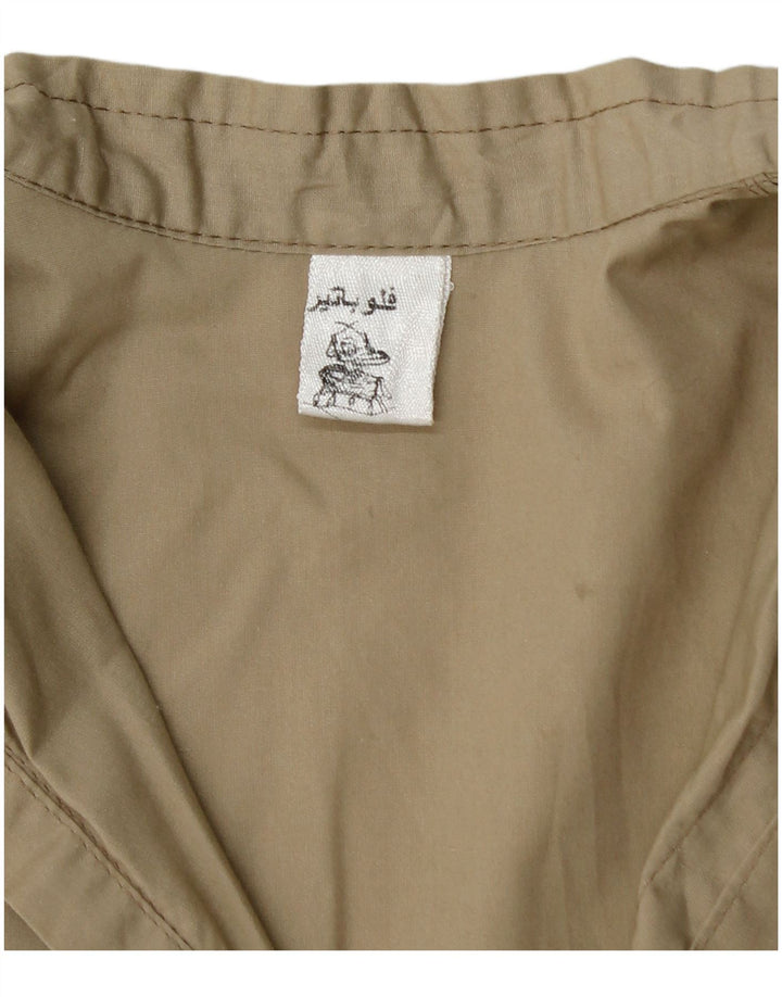 VINTAGE Mens Short Sleeve Pullover Shirt Large Beige Cotton