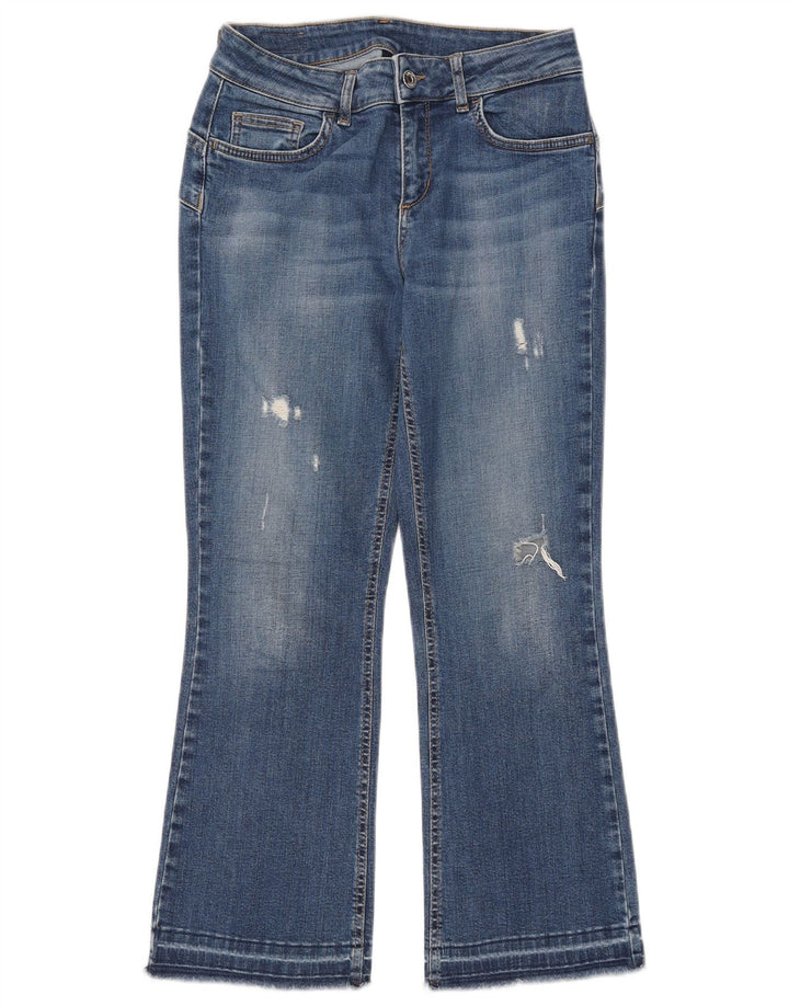 Liu Jo Damen Distressed Crop Bootcut Jeans W28 L25 Blaue Baumwolle
