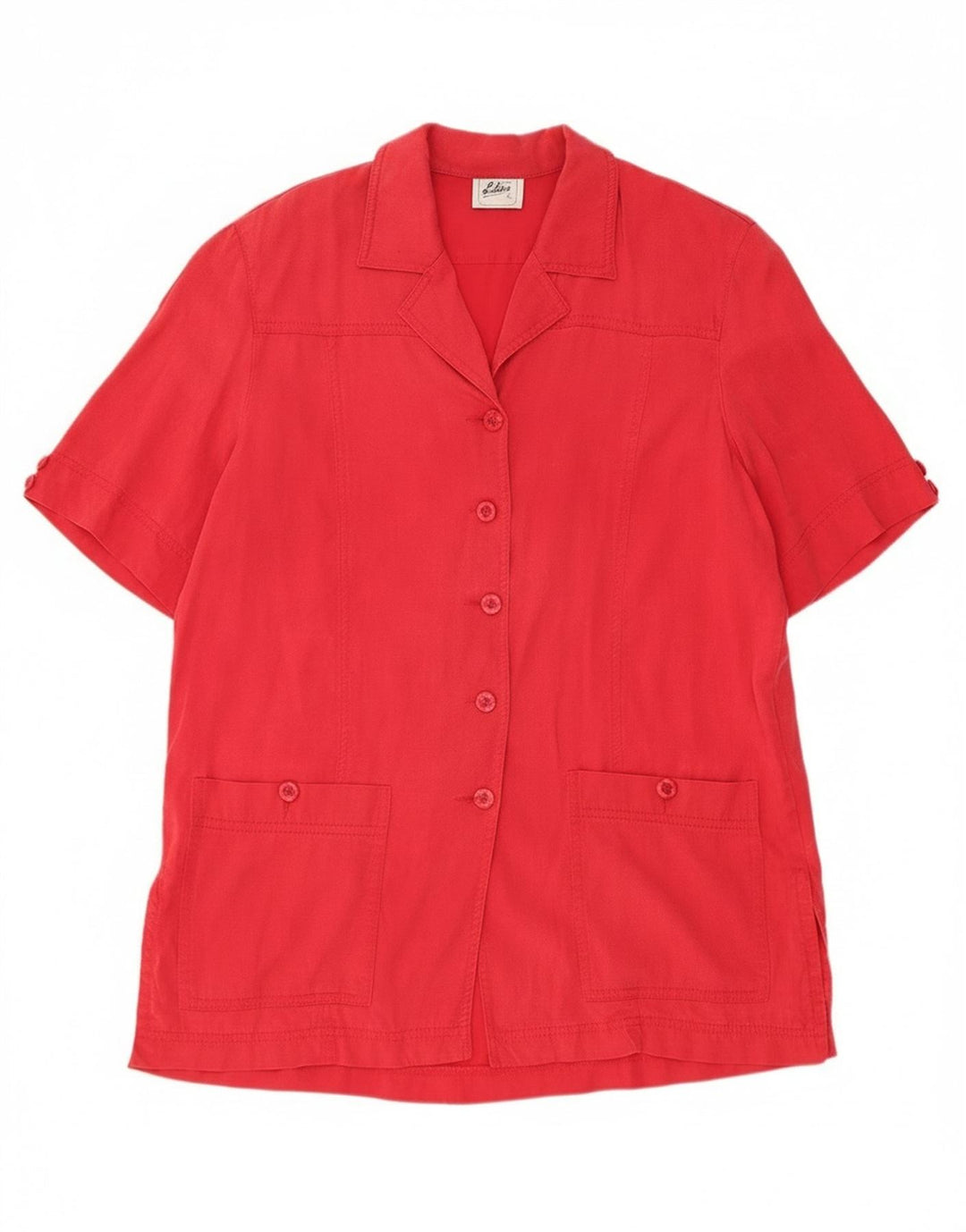 Vintage Damen 5-Knopf-Kurzarm-Blazerjacke UK 14 Großes rotes Tencel