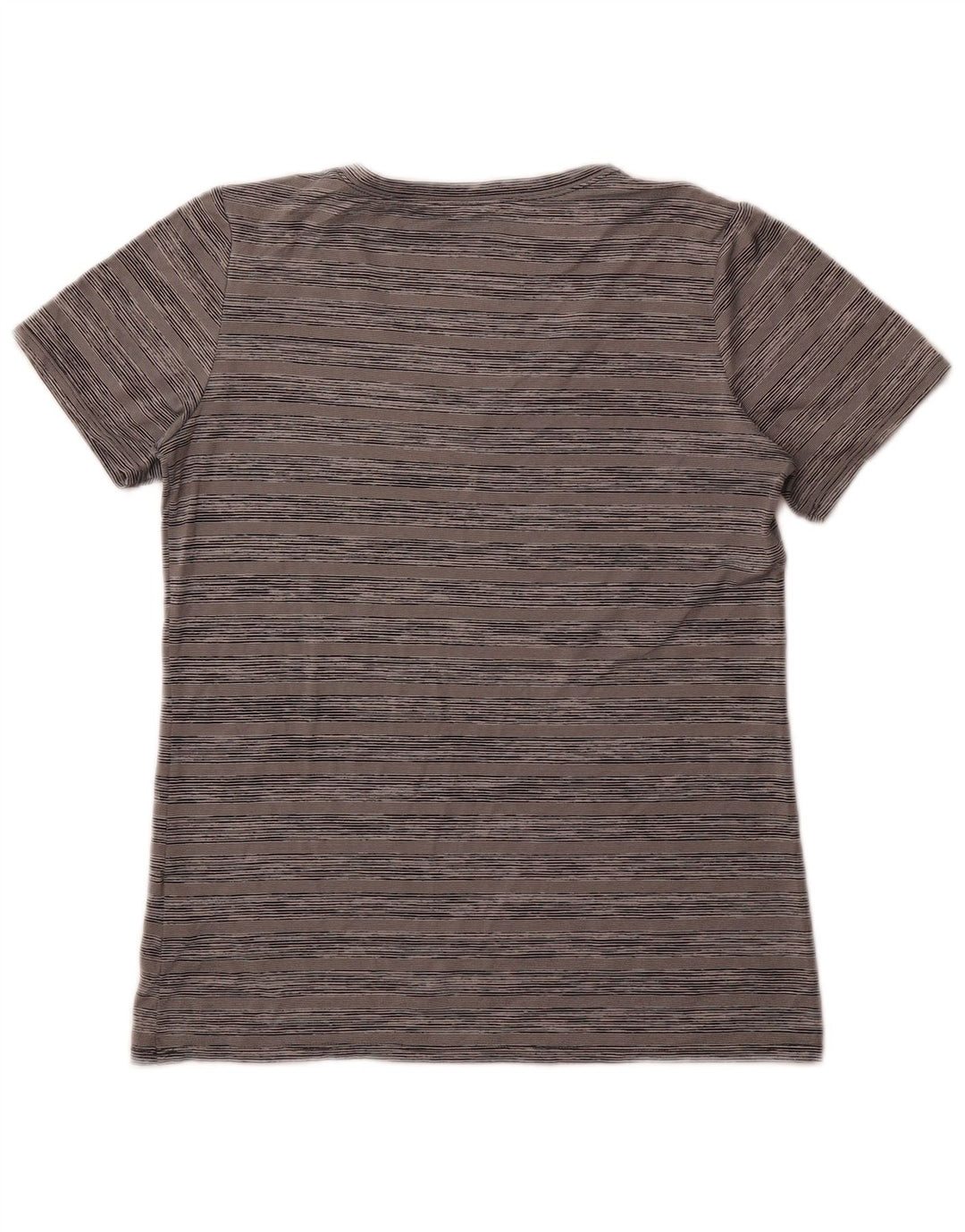 NIKE Womens Dri Fit T-Shirt Top UK 12 Medium Grey Striped Polyester