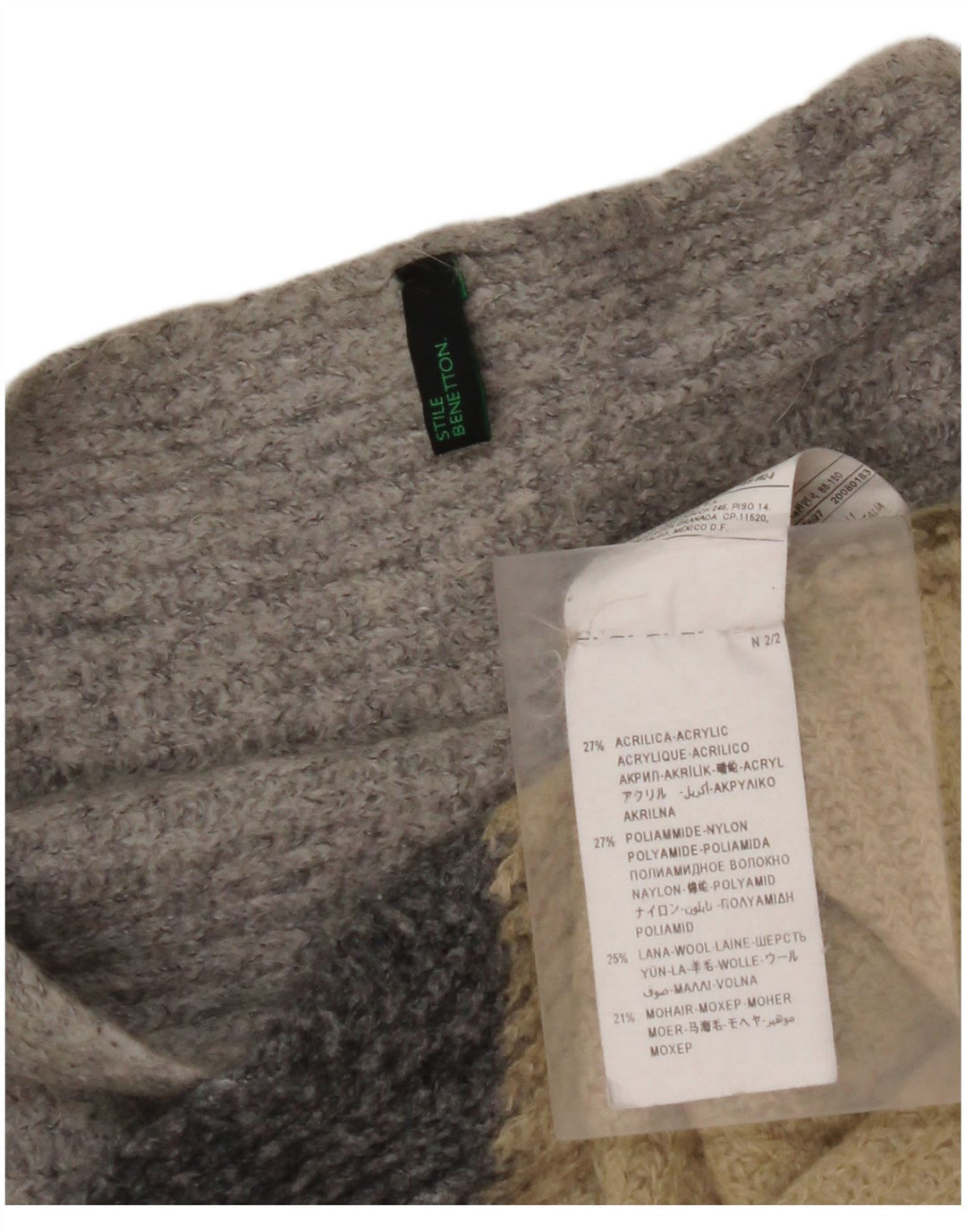 BENETTON Damen-Pullover mit U-Boot-Ausschnitt, Gr. 14, mittelmehrfarbig