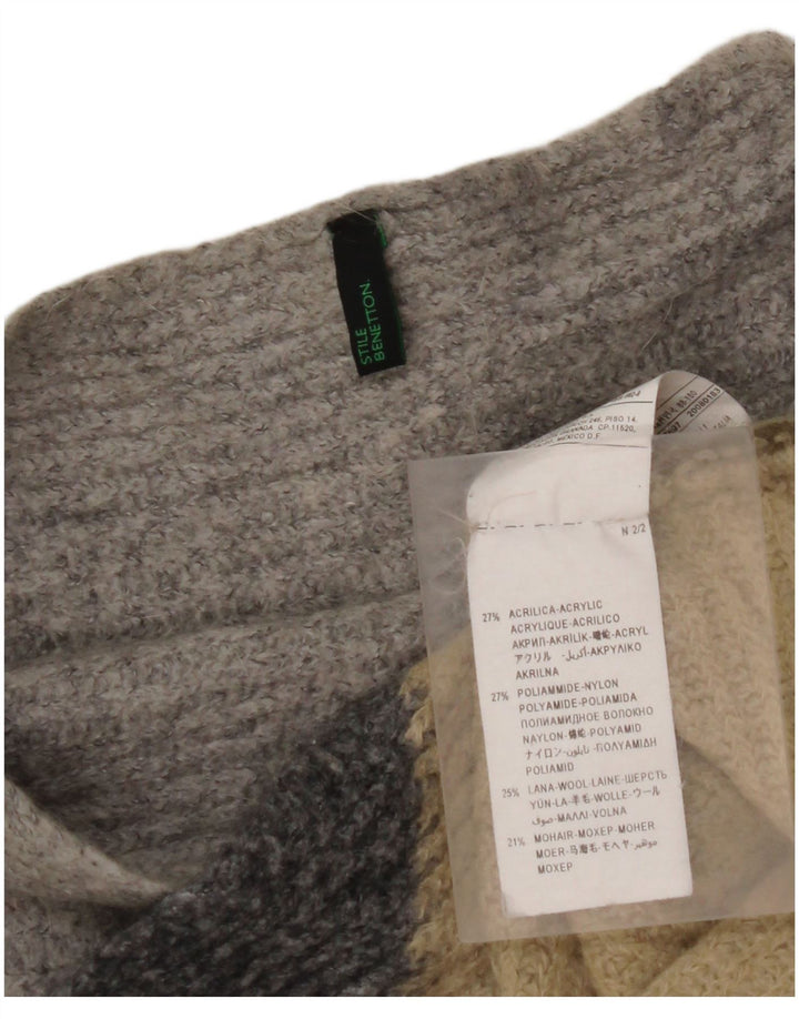 BENETTON Damen-Pullover mit U-Boot-Ausschnitt, Gr. 14, mittelmehrfarbig