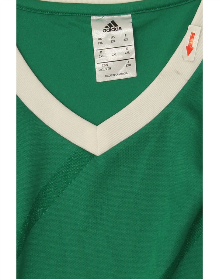 Adidas Herren Climalite Top Langarm 2XL Grün gestreift Polyester