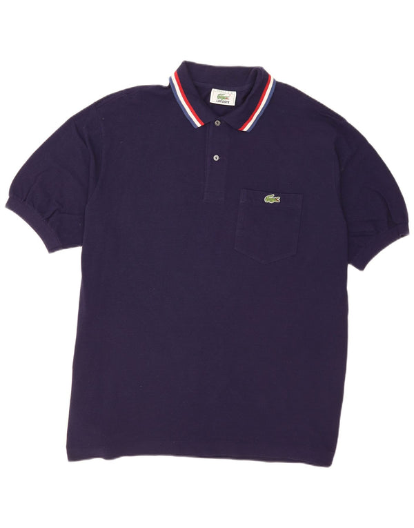 Lacoste Herren Poloshirt Größe 8 3XL Marineblau gestreifte Baumwolle