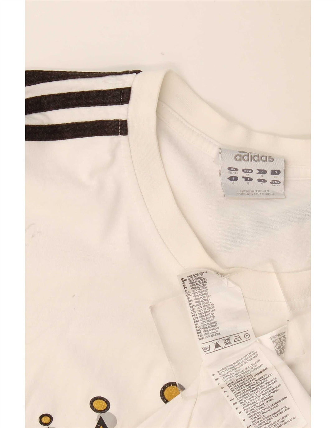 Adidas Herren Grafik T-Shirt Top UK40/42 Mittelweiße Baumwolle