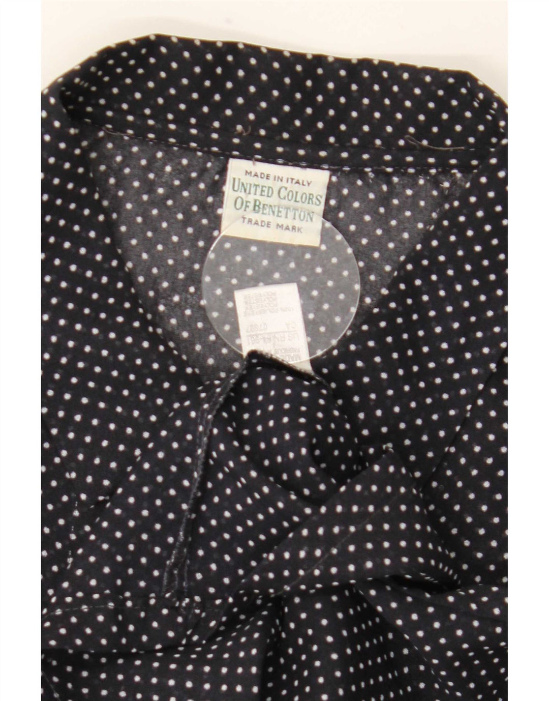 Benetton Damen Kurzarmhemd UK 20 2XL Schwarz gepunktetes Polyester