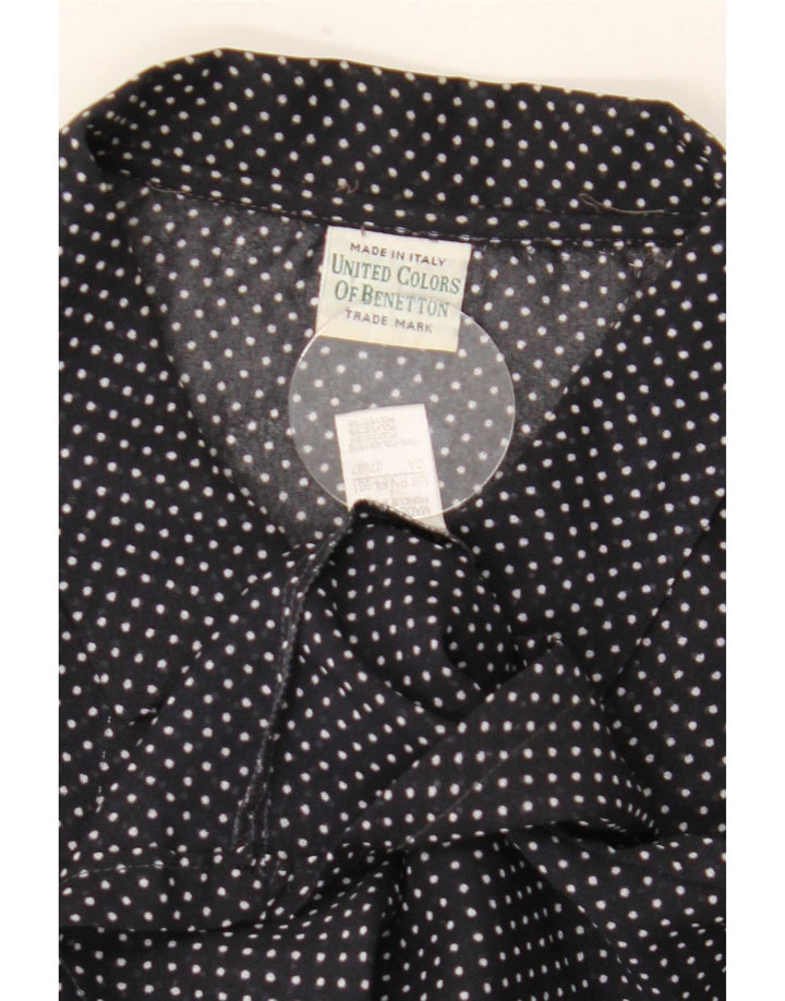 Benetton Damen Kurzarmhemd UK 20 2XL Schwarz gepunktetes Polyester