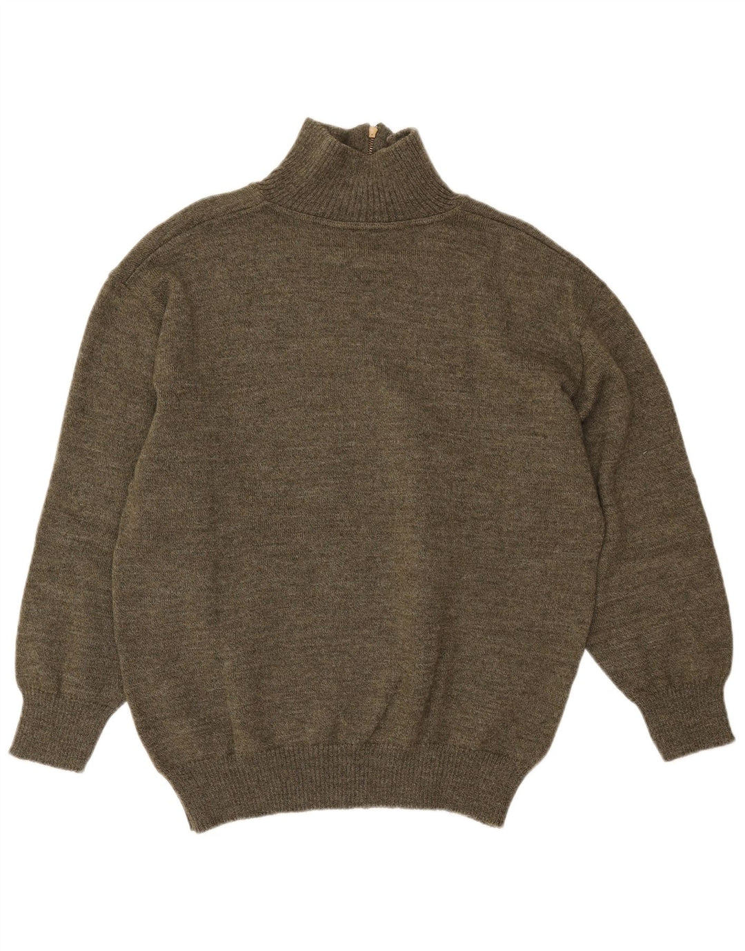 Vintage Herren-Pullover mit Reißverschluss, Mittelgrün, geometrisch