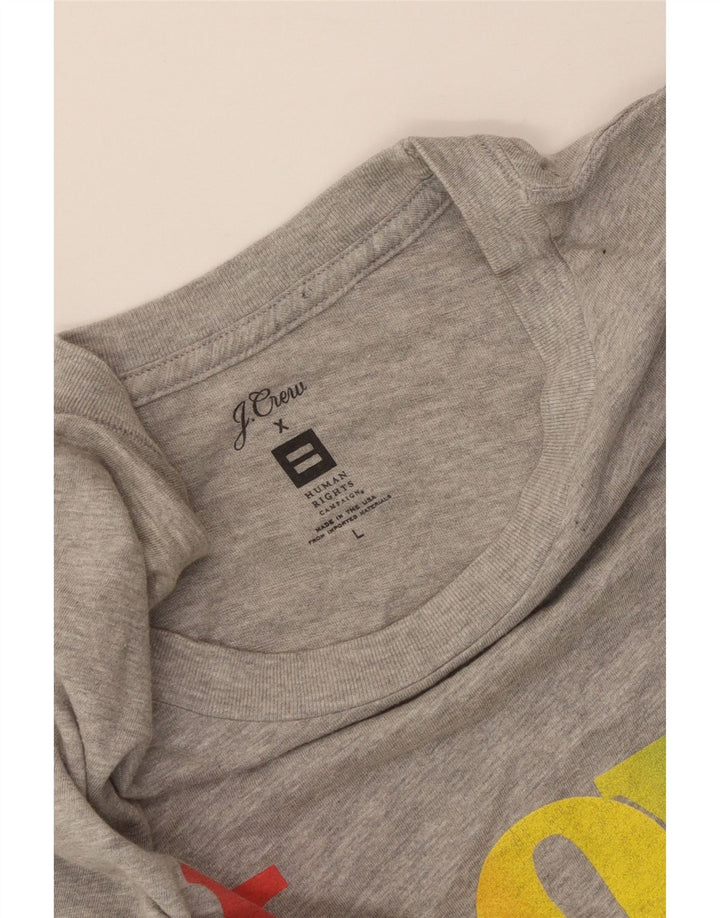 J. CREW Damen Grafik-T-Shirt-Oberteil UK 14 Large Grau