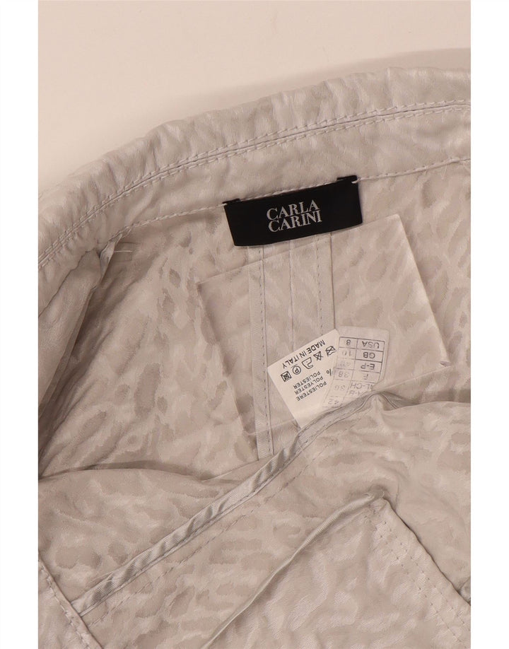 CARLA CARINI Damen Crop Cardigan Top UK 10 Kleines graues Tiermuster