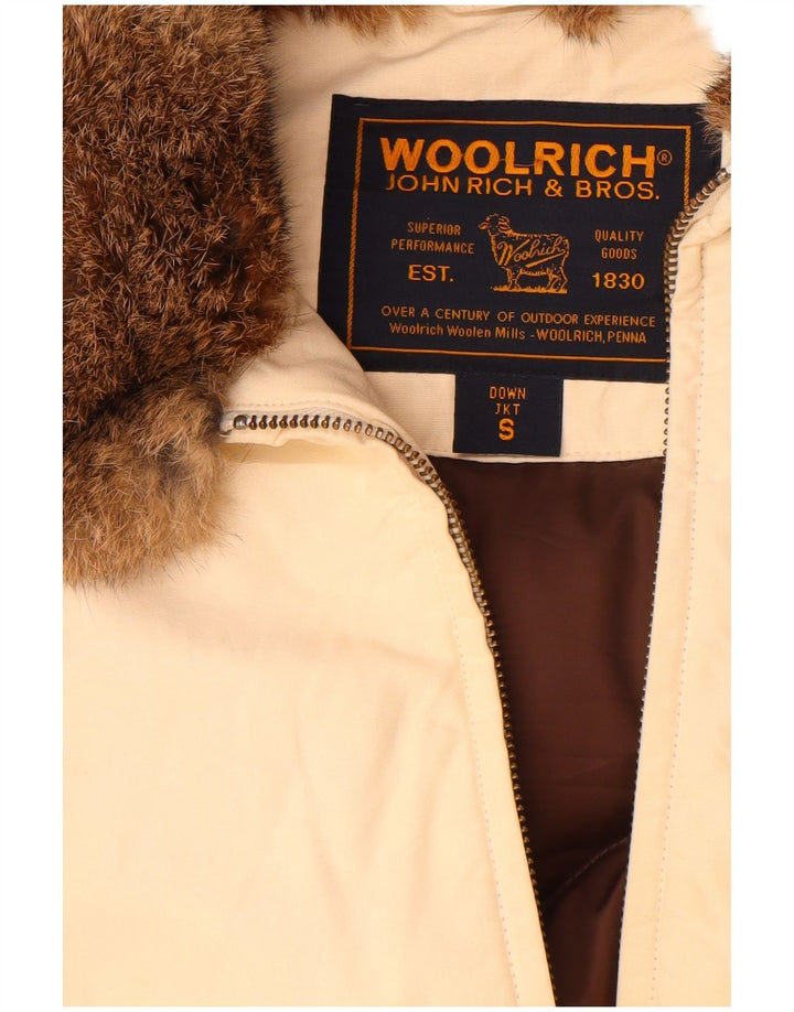 Woolrich Damen Wattierte Jacke UK 10 Small Beige Baumwolle