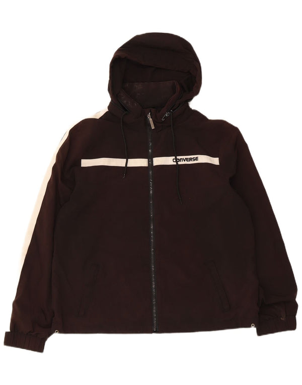 Converse Damen-Windbreakerjacke mit Kapuze, UK 14, Mittelschwarz, Farbblock