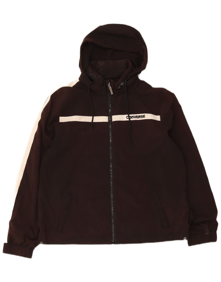 Converse Damen-Windbreakerjacke mit Kapuze, UK 14, Mittelschwarz, Farbblock