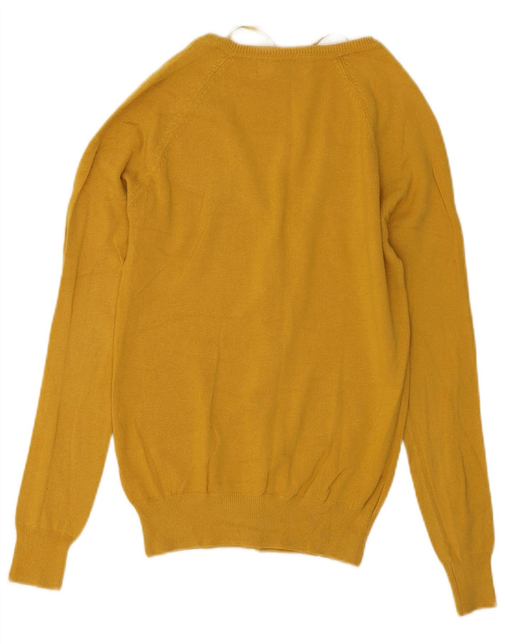 Zara Damen-Cardigan-Pullover UK 12 Mittelgelbe Baumwolle