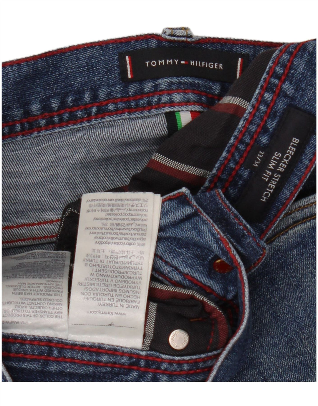 Tommy Hilfiger Herren Bleecker Slim Jeans W33 L34 Blaue Baumwolle