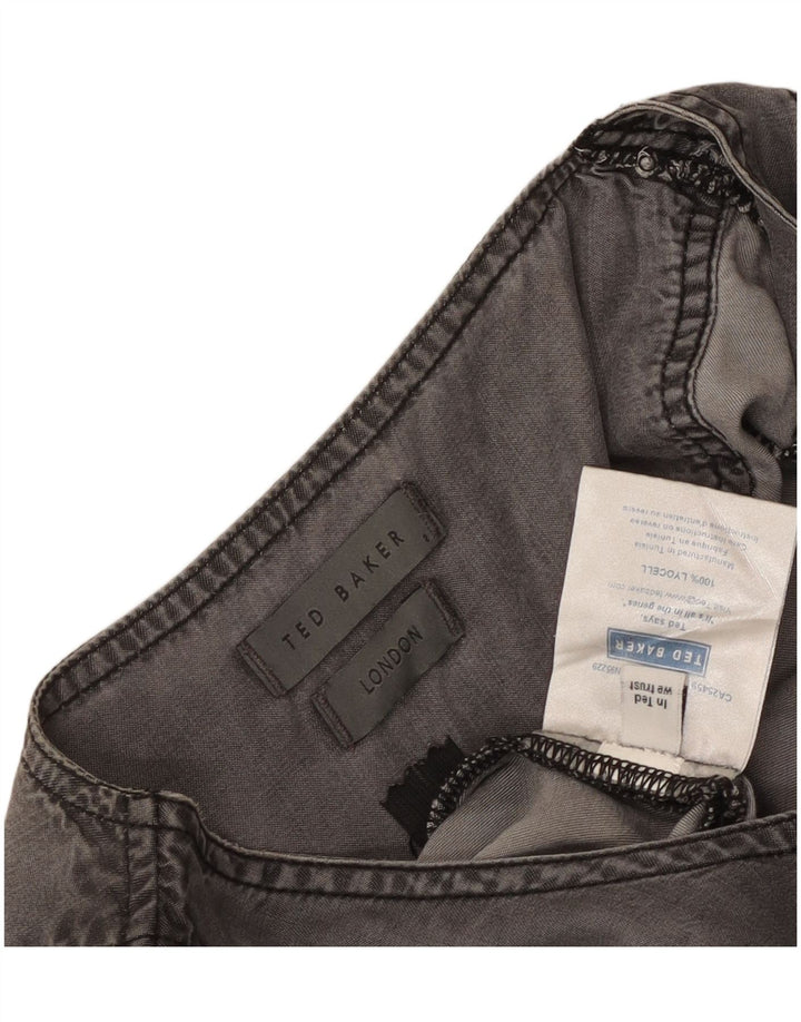 Ted Baker Damen-A-Linien-Kleid, Größe 2, klein, graues Lyocell