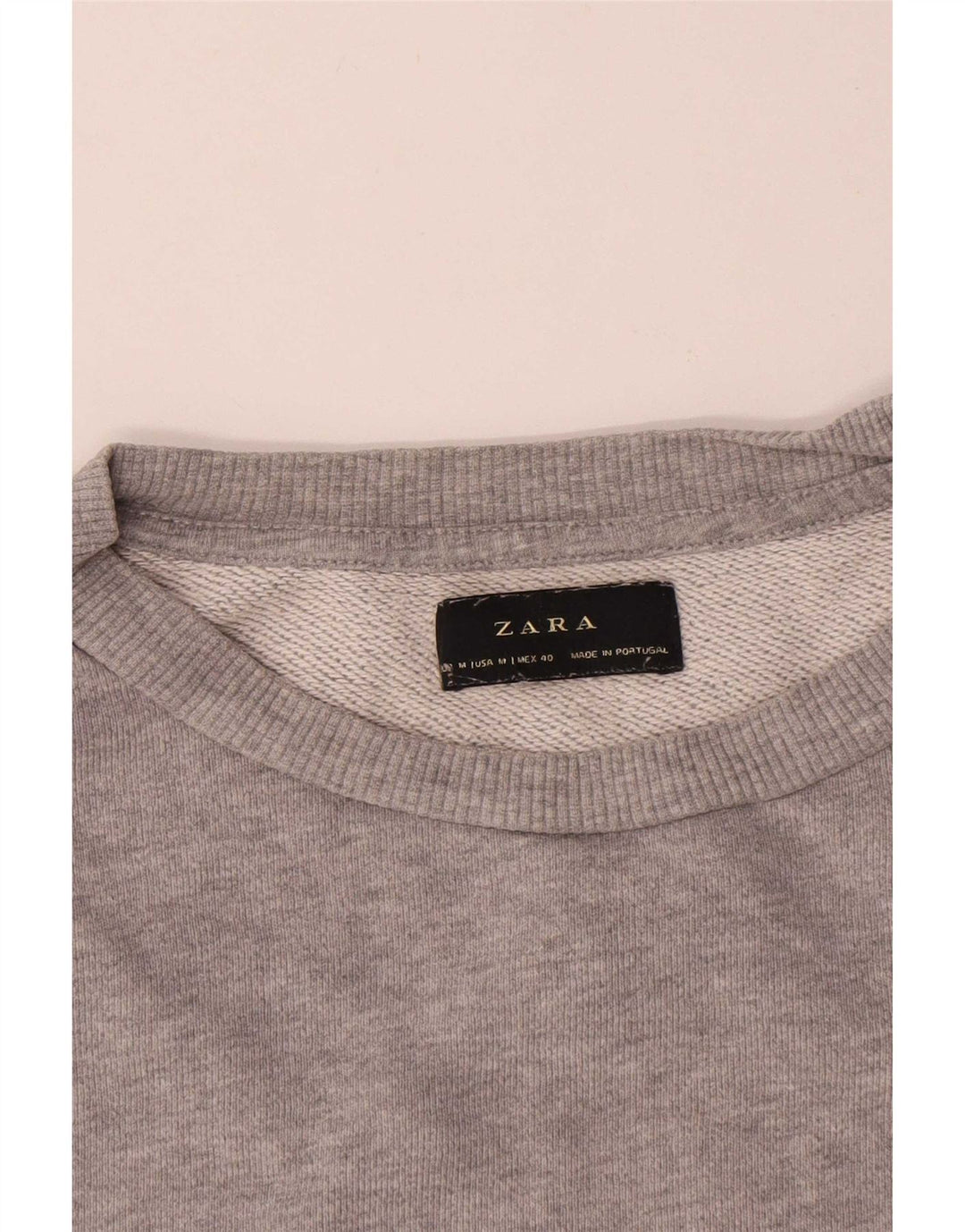 Zara Herren-Sweatshirt-Pullover aus mittelgrau gefleckter Baumwolle