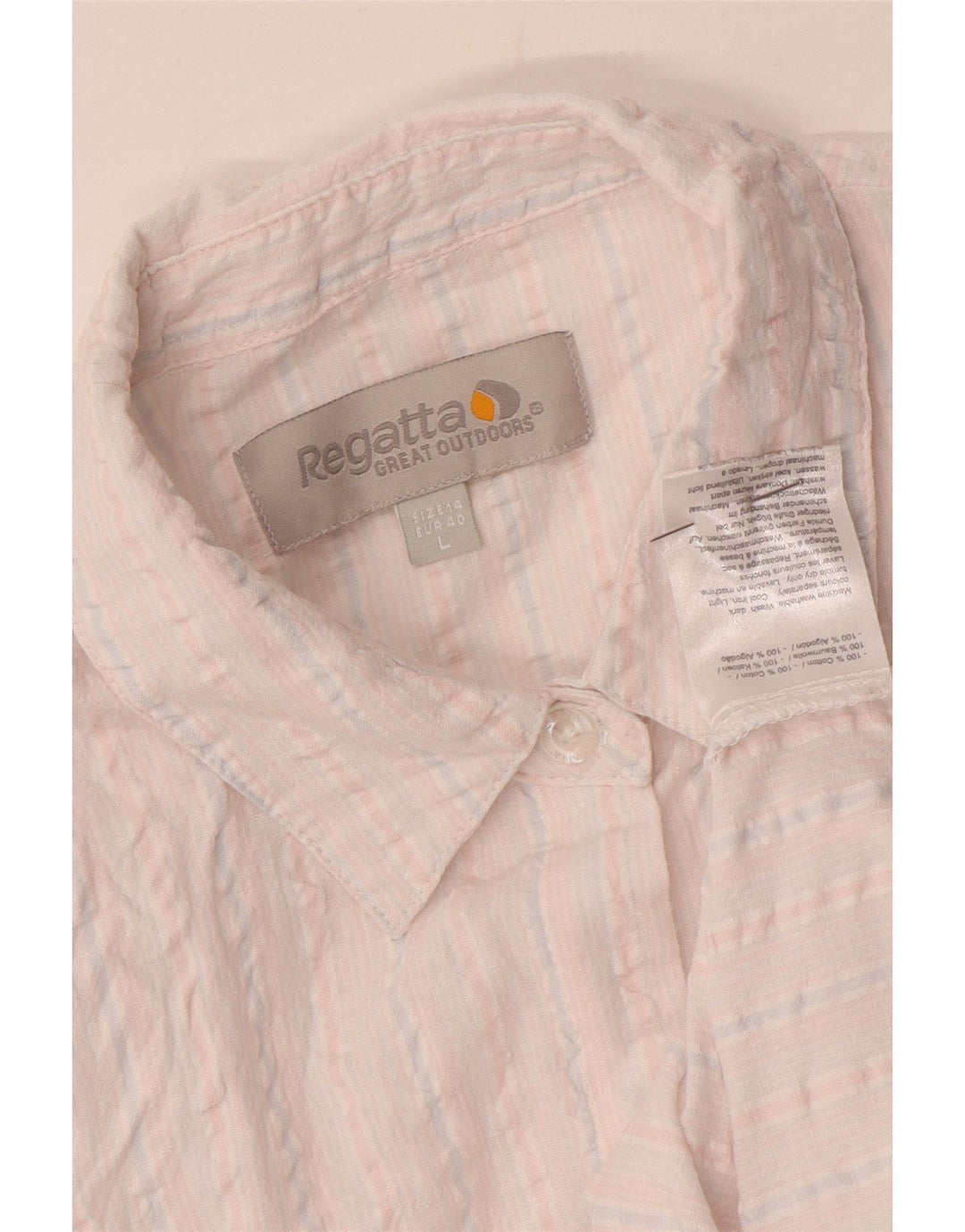 Regatta Damen Kurzarmhemd UK 14 Große weiß gestreifte Baumwolle