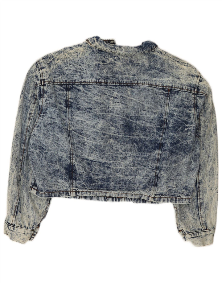 Vintage Damen Crop Oversized Jeansjacke IT 44 Mittelblaue Baumwolle