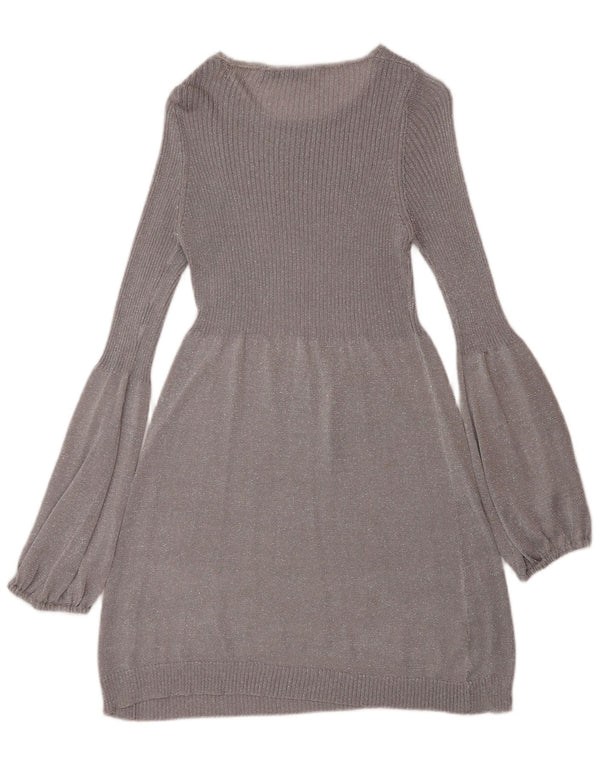 Zara Damen Langarm-Pulloverkleid UK 12 Mittelgrau