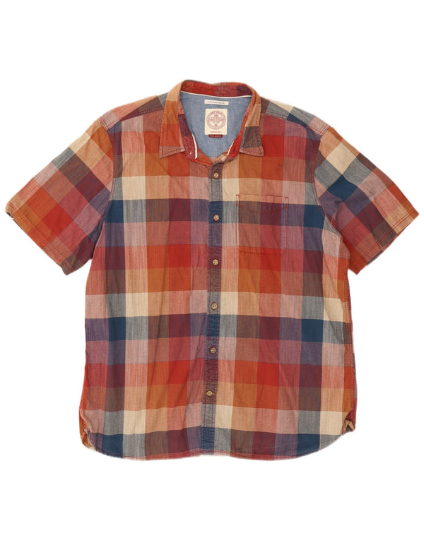 Fat Face Herren-Kurzarmhemd 2XL, mehrfarbig, kariert, Baumwolle