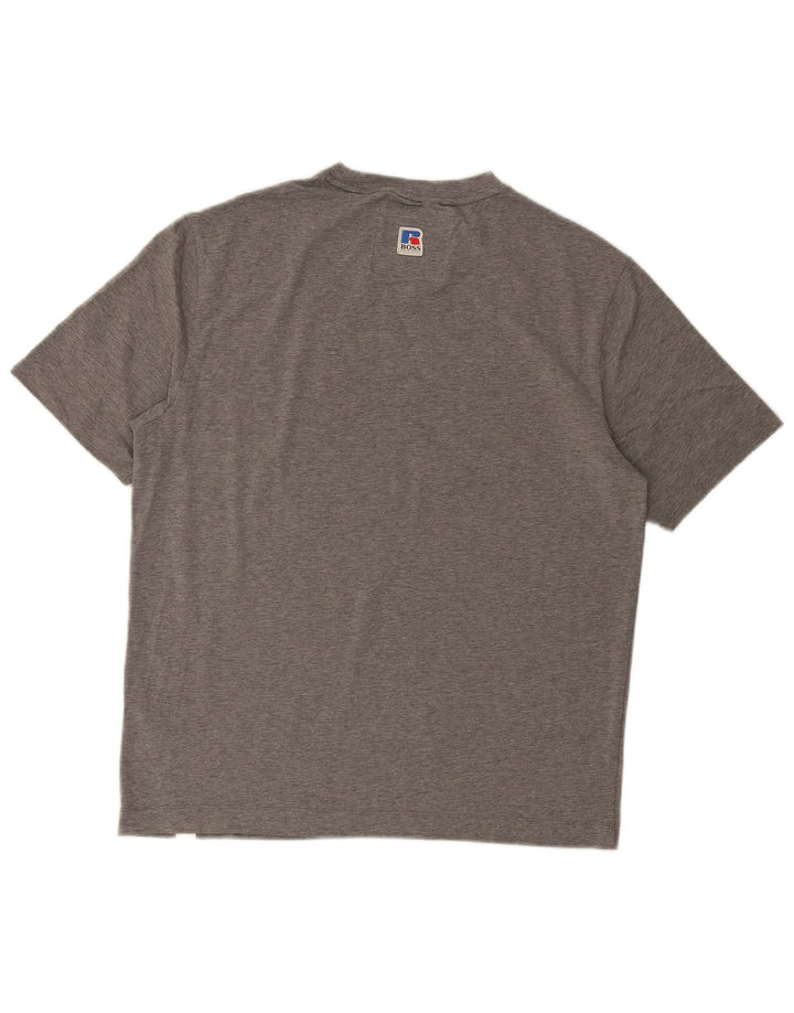 HUGO BOSS Herren Grafik-T-Shirt-Oberteil aus mittelgrauer Baumwolle