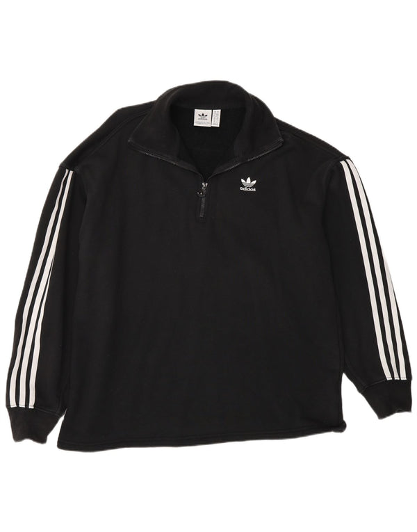 Adidas Damen-Sweatshirt in Übergröße mit Reißverschluss, Größe S, Größe S, Schwarz, Baumwolle