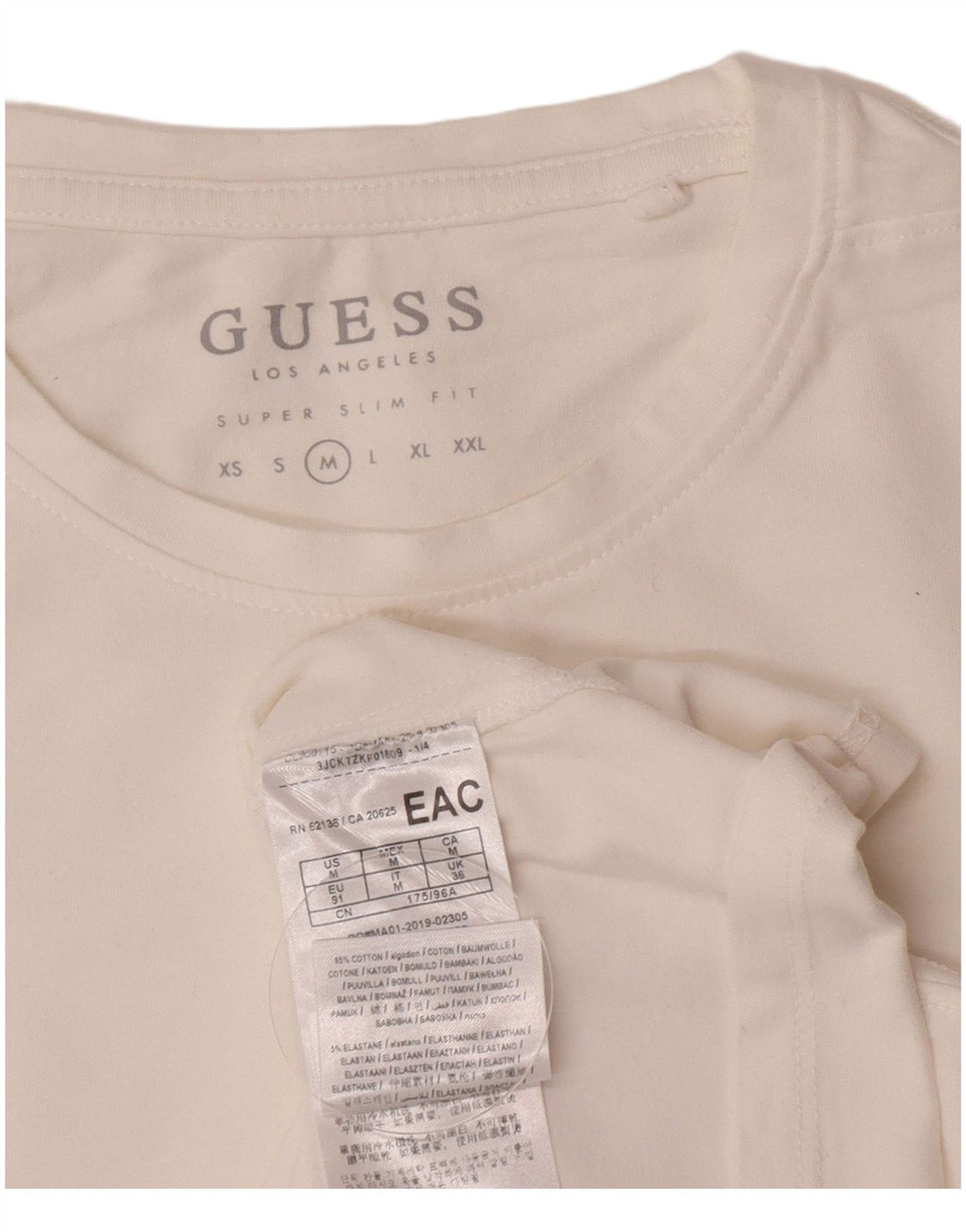 Guess Super Slim Fit T-Shirt-Oberteil für Herren aus mittelweißer Baumwolle