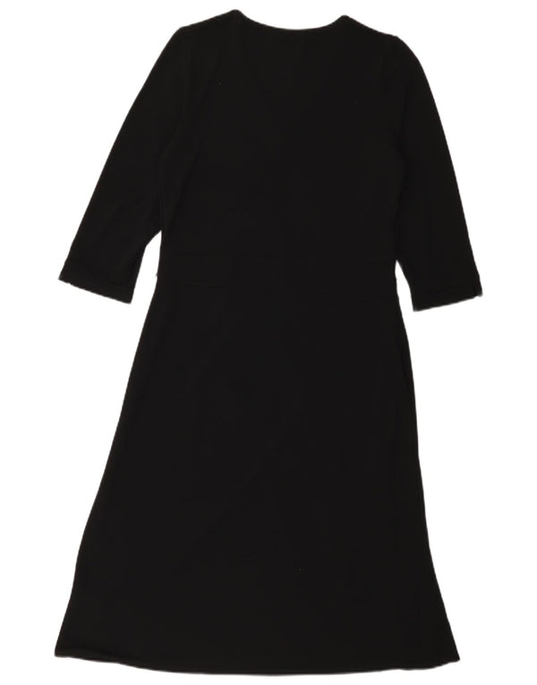 Marks & Spencer Damen-Kleid in A-Linie mit 3/4-Ärmeln, UK-Größe 12, Mittelschwarz, Viskose