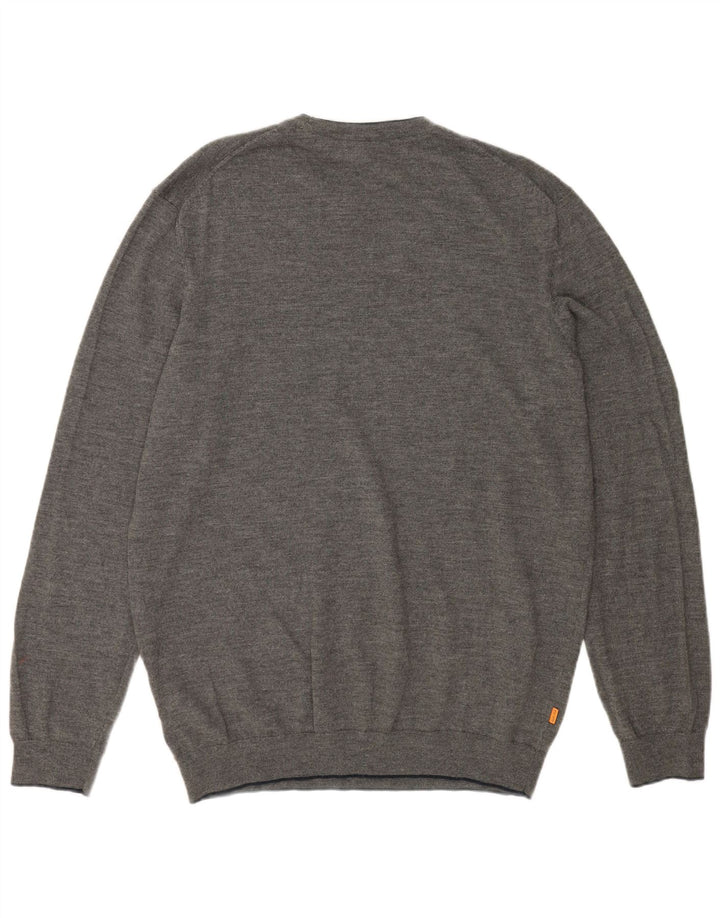 TIMBERLAND Herren-Pullover mit Rundhalsausschnitt, 2XL, graue Merinowolle