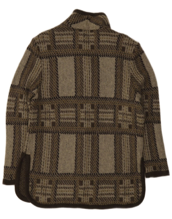 Vintage Damen Cardigan Pullover UK 16 Große grau karierte Wolle